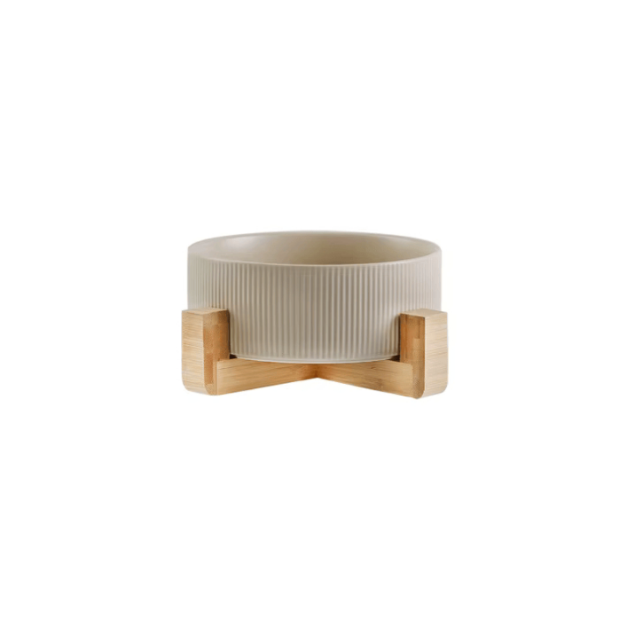 Κεραμικό Μπολ Luxury με Βάση Bamboo – Μπεζ