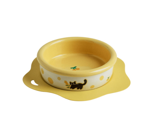 Κεραμικό Μπολ Wavy με Βάση-Κίτρινο