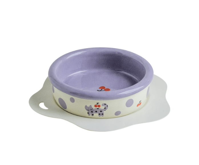 Κεραμικό Μπολ Wavy με Βάση-Μωβ